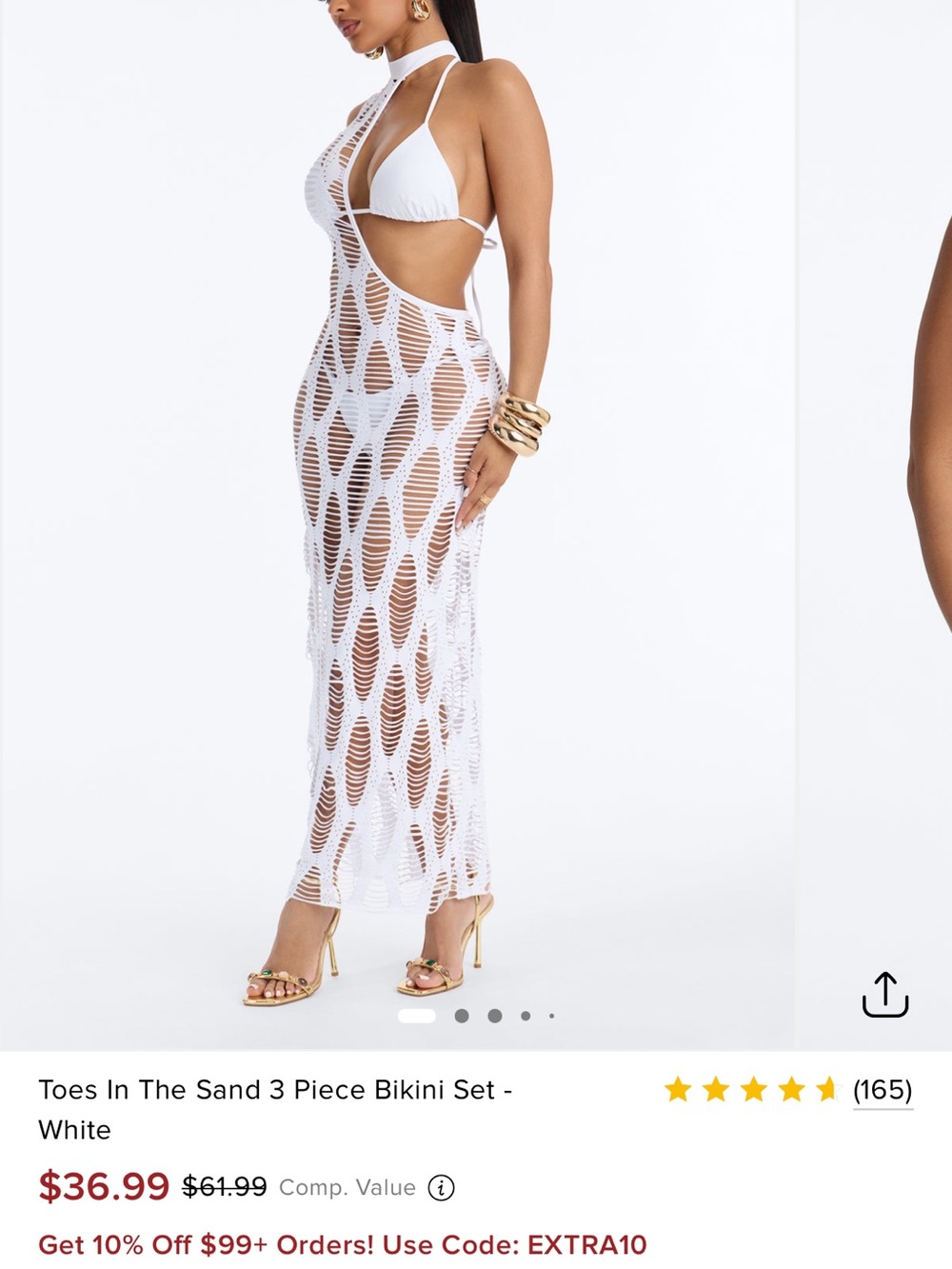Fashion Nova White Crochet Maxi Swim Cover-Up Dress